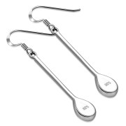 Green Agate Long Drop Sterling Silver Earrings, e420